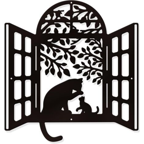 Décoration murale en métal chat – 27x26cm – Découpe laser imperméable – Pour intérieur moderne (1/5)