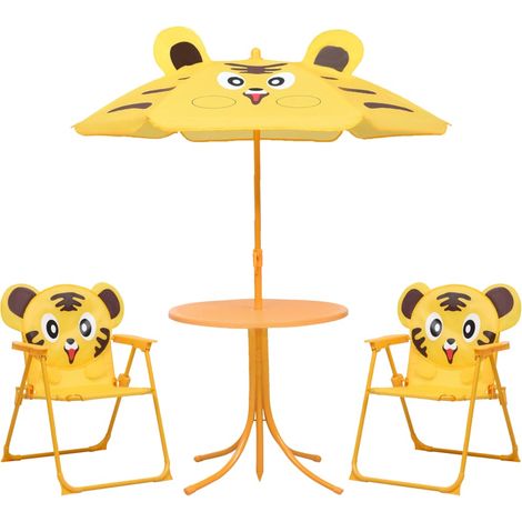 vidaXL 3 Piece Kids' Garden Bistro Set with Parasol Yellow