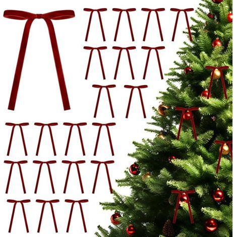 [JAMAIS UTILISÉ] 24 nœuds de Noël pour bricolage, nœuds cadeaux pour sapin de Noël, nœuds en ruban vintage pour la maison, le mariage et la décoration extérieure (1/4)