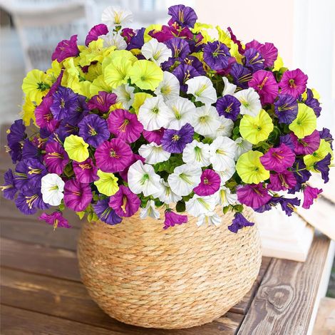 Lot de 12 Fleurs Artificielles Extérieures 4 Couleurs UV Résistant Bouquets Fausse Fleurs Plantes Artificielles pour Extérieur et Intérieur (1/5)