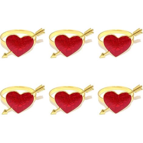 Ronds de serviette en forme de cœur, décoration de table pour la Saint-Valentin et mariage, accessoire de table festif pour événements romantiques et célébrations nuptiales (1/5)