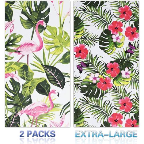 Grandes serviettes de plage transparentes en microfibre, lot de 2, idéales pour se détendre au bord de la piscine. (1/4)