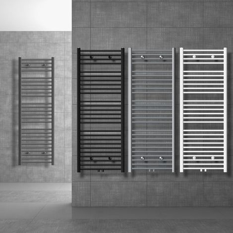 ECD Germany Radiateur de salle de bain - 300 x 1400 mm - blanc - droit avec raccordement central - Sèche-serviettes - pas électrique