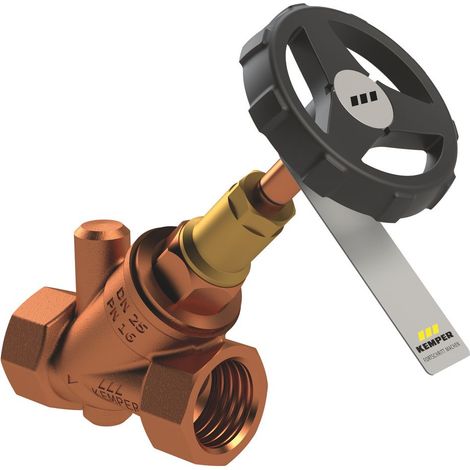 Kemper Weser Freistrom-Absperrventil ohne Entleerung DN 32 IG, PN 16, Rotguss, Figur 190 00