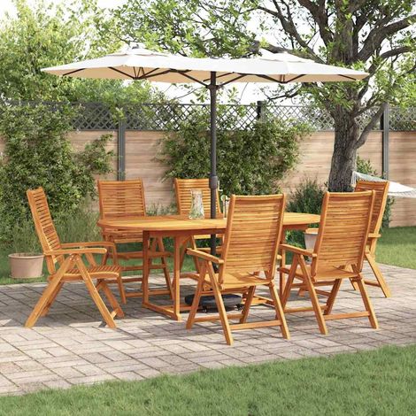 vidaXL Garden Dining Set 7 pcs Brown Solid Acacia Wood (1/5)