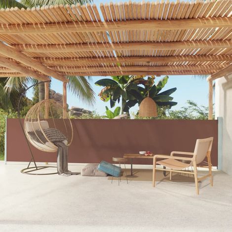 Auvent Marquise latéral rétractable de patio, Store Banne pour Jardin Balcon Terrasse, 117x600 cm Marron OIB1793E (1/5)
