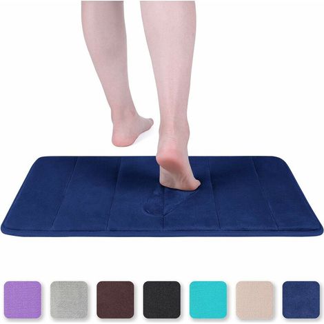 Memory Foam Bath Mat Absorbent Non-Slip Bath Mat Washable Bath Mat - 40 x 60 cm, Navy Blue (1/5)