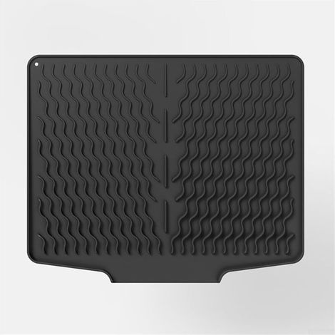 Tapis de Séchage à Vaisselle en Silicone 40x33 cm – Antidérapant, Absorbant, Séchage Rapide, Résistant à la Chaleur – Noir