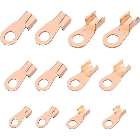 Lot de cosses de câble en cuivre cosses tubulaires à sertir pour câble électrique câble de soudure cosses à œillets en cuivre nu pour voiture bateau (1/5)