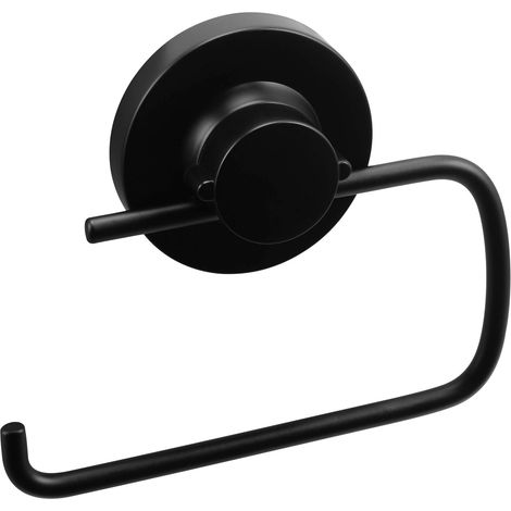 Porte-Papier Toilette 3 en 1 « Style » - 3 Options de Fixation différentes avec Ventouse, Tampon adhésif et perçage - sans Couvercle - Noir/Porte-Papier Toilette / T3402611 (1/5)