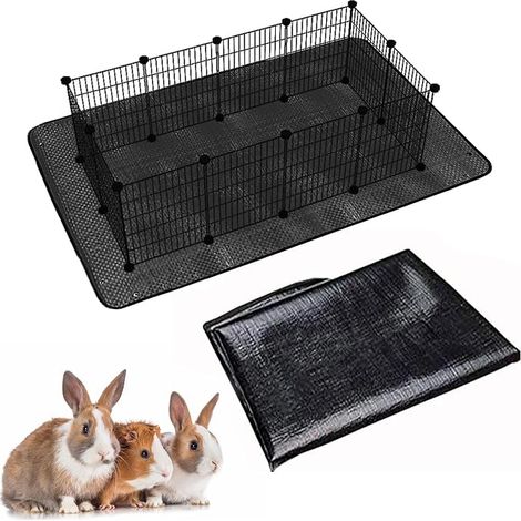 Tapis de Parc imperméable pour Animal Domestique, 150 x 100 cm, Base réutilisable pour Lapins, Lapins, furets et Autres Petits Animaux (Noir) (1/3)