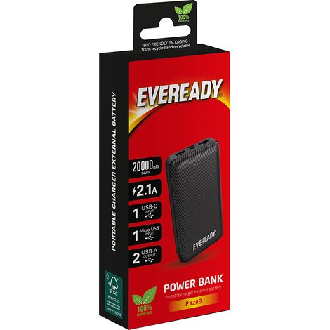 Eveready PX20B - Powerbank 20000 mAh 2x USB-A (Schwarz) (1/5)