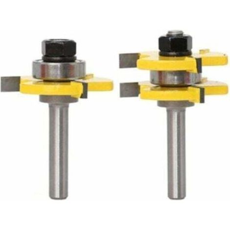 Tongue and groove router bit set, 3 flutes, 12mm shank, T-shaped wood router bit, woodworking tools (1/4)