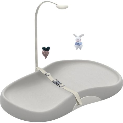 Matelas à langer pour bébé, design anti-roulement contourné avec sangle de sécurité et arche de jouets, surface imperméable et facile à nettoyer, base antidérapante pour nouveau-nés (1/2)