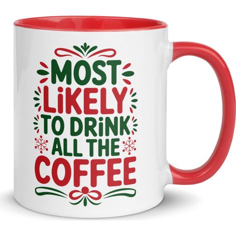 Tasse De Noël - Céramique - 11 Oz - Intérieur Couleur - Convient Pour Café Et Thé - Lot De 1 (1/3)