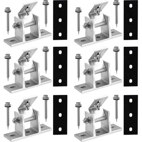 royaluxe -Support photovoltaïque pieds avant, ensemble de 6 pièces de panneaux solaires de toit en étain de tuiles en acier de coul, pieds de support en alliage d'aluminium (1/5)