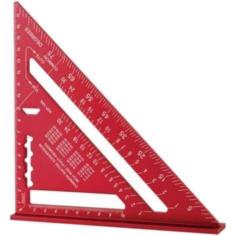 [JAMAIS UTILISÉ] (Rouge) règle triangulaire de haute précision en alliage d'aluminium de 185mm, rapporteur carré, outil de mesure pour le travail du bois (1/4)