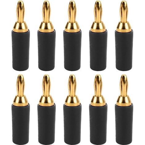Lot de 10 fiches bananes en laiton plaqué or, 2,5 mm (noir) (1/5)