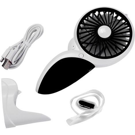 Ventilateur De Table Mini Portable - Lumière D'ambiance Led Intégrée - 3 Vitesses Réglables - Rechargeable Usb 800mah - Noir (1/5)