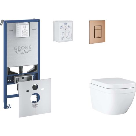 Grohe Rapid SLX - Set bâti-support, cuvette, abattant SoftClose, plaque de déclenchement Skate Cosmopolitan, Triple Vortex, Warm Sunset brossé SANI11BB4108 (1/5)