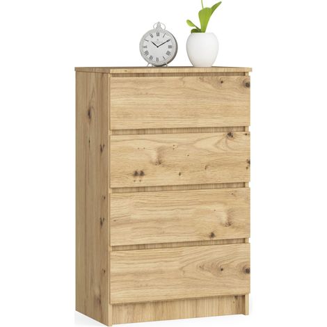 Cómoda AKORD K60 Roble Artisan 60 cm 3 cajones frente en color Roble Artesano 60x40x77 cm (1/5)