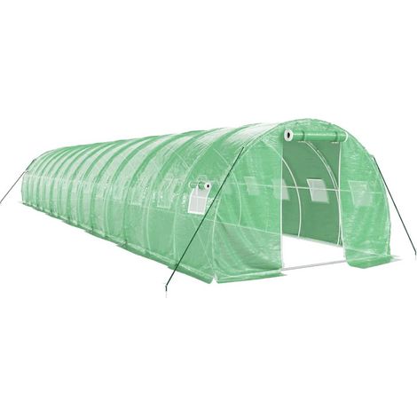 Serra tenda riparo piante fiori ortaggi con struttura in acciaio 42 m² 14 x 3 x 2 m verde 020044592