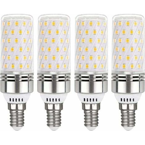 E14 LED-Lampe, 12 W, Kaltweiß (6000 K), 1450 lm, entspricht 100 W Halogenlampe (E14), 360° Abstrahlwinkel, 220 V Wechselstrom, E14 LED-Lampe für Innenbeleuchtung, nicht dimmbar, 4er-Pack (1/4)
