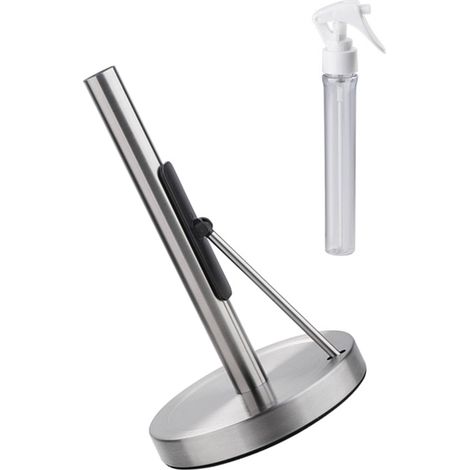 Porte-essuie-tout en acier inoxydable avec compartiment pour flacon pulvérisateur, idéal pour les plans de travail de cuisine.-AquaForge (1/5)