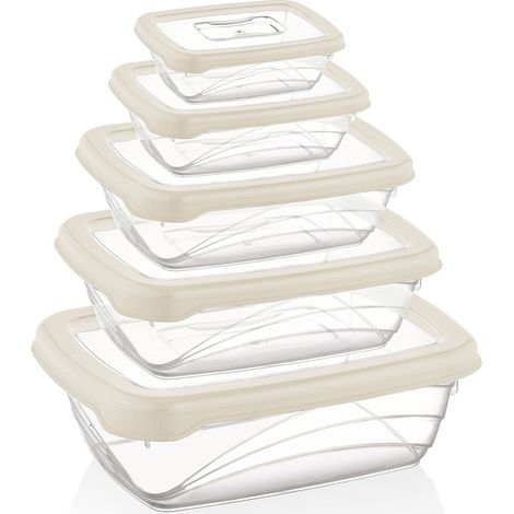 Herzberg Juego de cajas Bio Saver de 5 piezas Marfil (1/5)