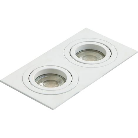 Litecraft Evra Recessed Downlight Rectangular Tiltable Double Spotlight - White (1/4)