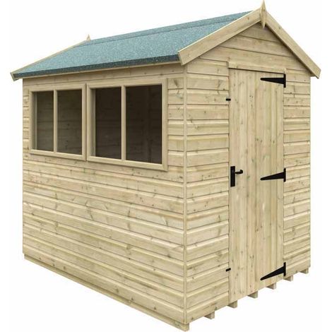 8 x 6 Feet Apex Premier 16mm Shed - Solid Wood/Softwood/Pine - L235 x W175 x H242.3 cm - Green