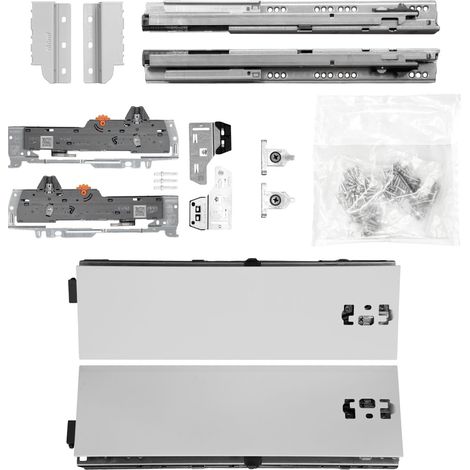 BLUM Schubladenschienen TANDEM SET Zargenhöhe 115mm, mit TIP-ON BLUMOTION Einheit, 65kg, NL650mm, grau, bis KB600mm (1/5)