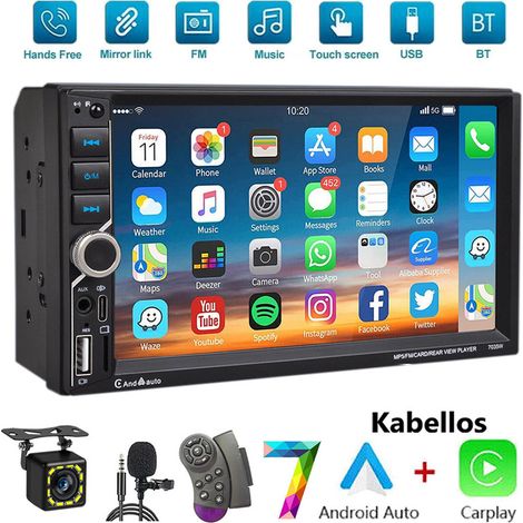 Autoradio 7" double DIN Apple Carplay Android Auto, Bluetooth, USB, AUX - MIC 12CAM (1/5)