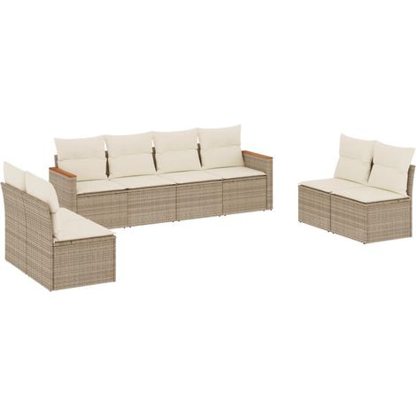 Set Divano da Giardino 8 pz con Cuscini Beige in Polyrattan vidaXL (1/5)