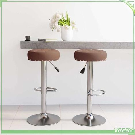 Tabouret de bar - Mod. 332974 - Lot de 2 - Tissu marron - Réglable 63-83 cm (1/5)