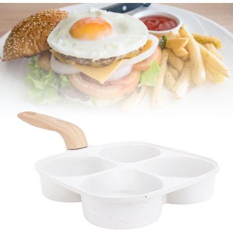 Poêle à frire à œufs, 4 tasses en granit sans bâton poêle omelette pour le petit déjeuner, poêle à crêpe avec manche à chaleur (1/5)