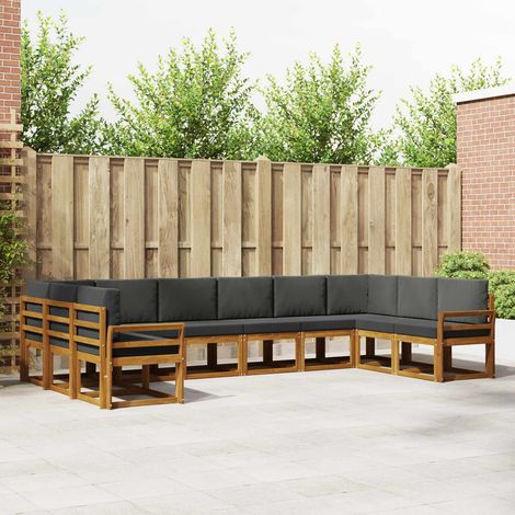 vidaXL Outdoor-Sofagarnitur mit Kissen 10 pcs Natur und Anthrazit (1/5)