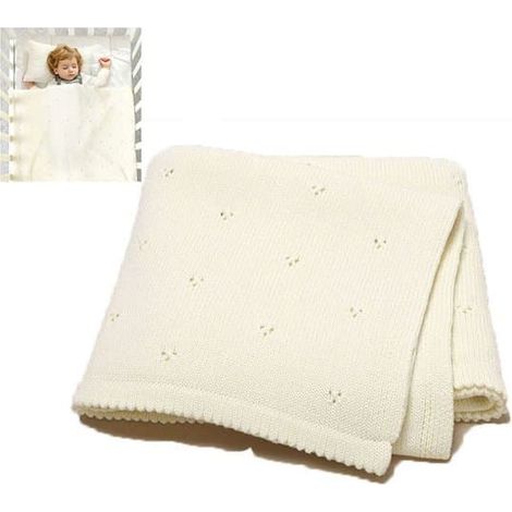Couverture douce blanche pour berceau et couffin bébé 70 x 90 cm (1/5)