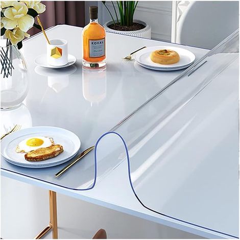 Nappe en PVC transparent de 0,8 cm d'épaisseur, imperméable et lavable, pour la cuisine, 50 x 100 cm (1/5)