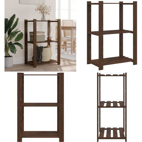Support de rangement à 3 niveaux marron 60x38x90 cm bois de pin - Etagere Bois - Rangement Atelier - Rangement Maison - Support De Rangement - Étagère Industrielle - Home & Living (1/5)