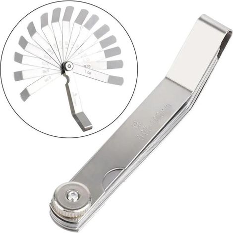 Abgewinkelter Ölmessstab, Ventilspiel-Messwerkzeug, 16 Edelstahlstifte, 0,05-1 mm, Fächerdesign, vormontierter Ring (1x Sondensatz)