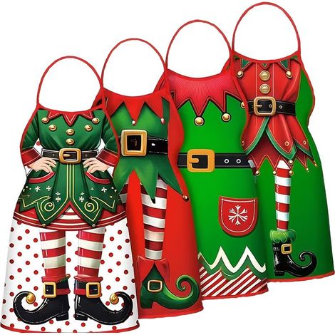4 tabliers de Noël pour femmes : tabliers de cuisine, parfaits pour la pâtisserie et la cuisine, décorations et cadeaux de Noël (1/5)