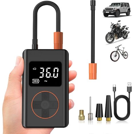 10000 mAh Reifenfüller, 150 PSI, kabellos, Mini-tragbarer Kompressor, Fahrrad/Auto.