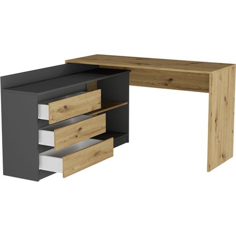 Eckschreibtisch links Artisan Mix Anthrazit 120 x 50 cm Modern N15