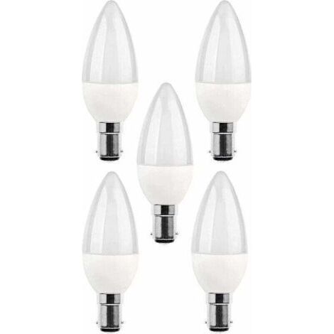 5 packs d'ampoules LED B15, ampoule incandescente 5 W, 220V 270 lm, lumière du jour 3000 K, ampoule B15 à culot baïonnette, [classe d'efficacité énergétique A+].