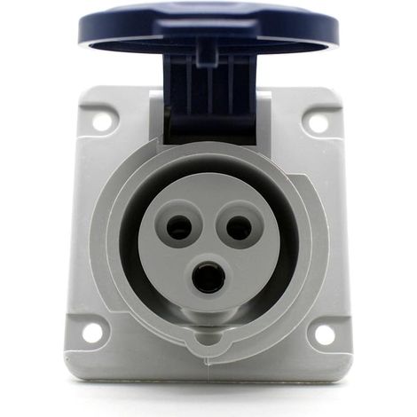 Prise Encastrée Industrielle CEE 16A  Prise Electrique Femelle  2 Pôles + Terre  220V  Etanche IP44  Rallonge Electrique, Camping Car  Usage Intérieur et Exterieur (1/4)