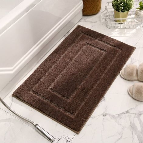 Tappetino assorbente da bagno – Spesso, antiscivolo, marrone – 40x60 cm – Tappetino di lusso per bagno e porta della toilette (1/5)