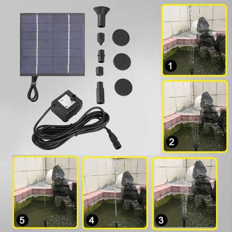 Kit de fontaine solaire submersible avec panneau solaire de 1,4 W pour bassin et piscine. (1/5)