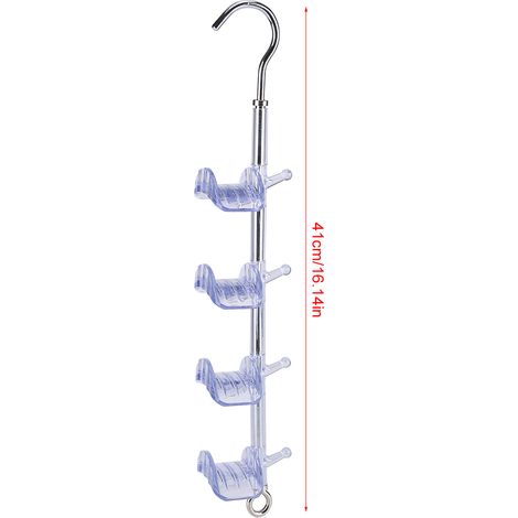 Drehbarer Gepäckträger-Organizer mit 8 Haken, transparent, drehbar, aus Metall und Kunststoff, tragbar (1/5)