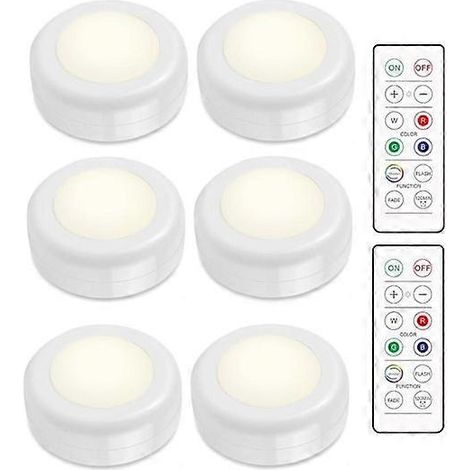 Ensemble de 6 spots LED élégants avec 2 télécommandes pratiques